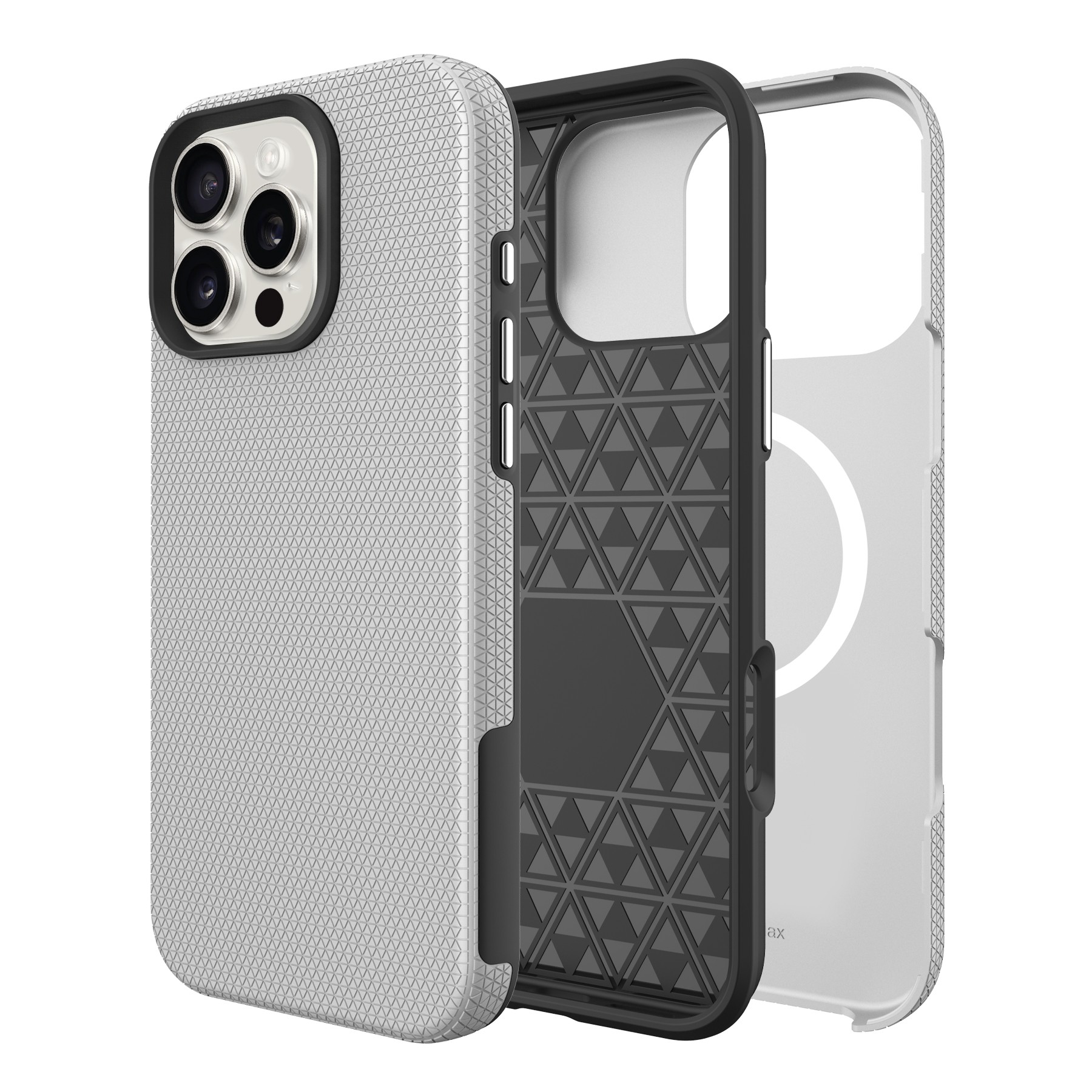 Dėklas Perfectionists Triangle Mag Case Apple iPhone 16 Pro Max sidabrinis