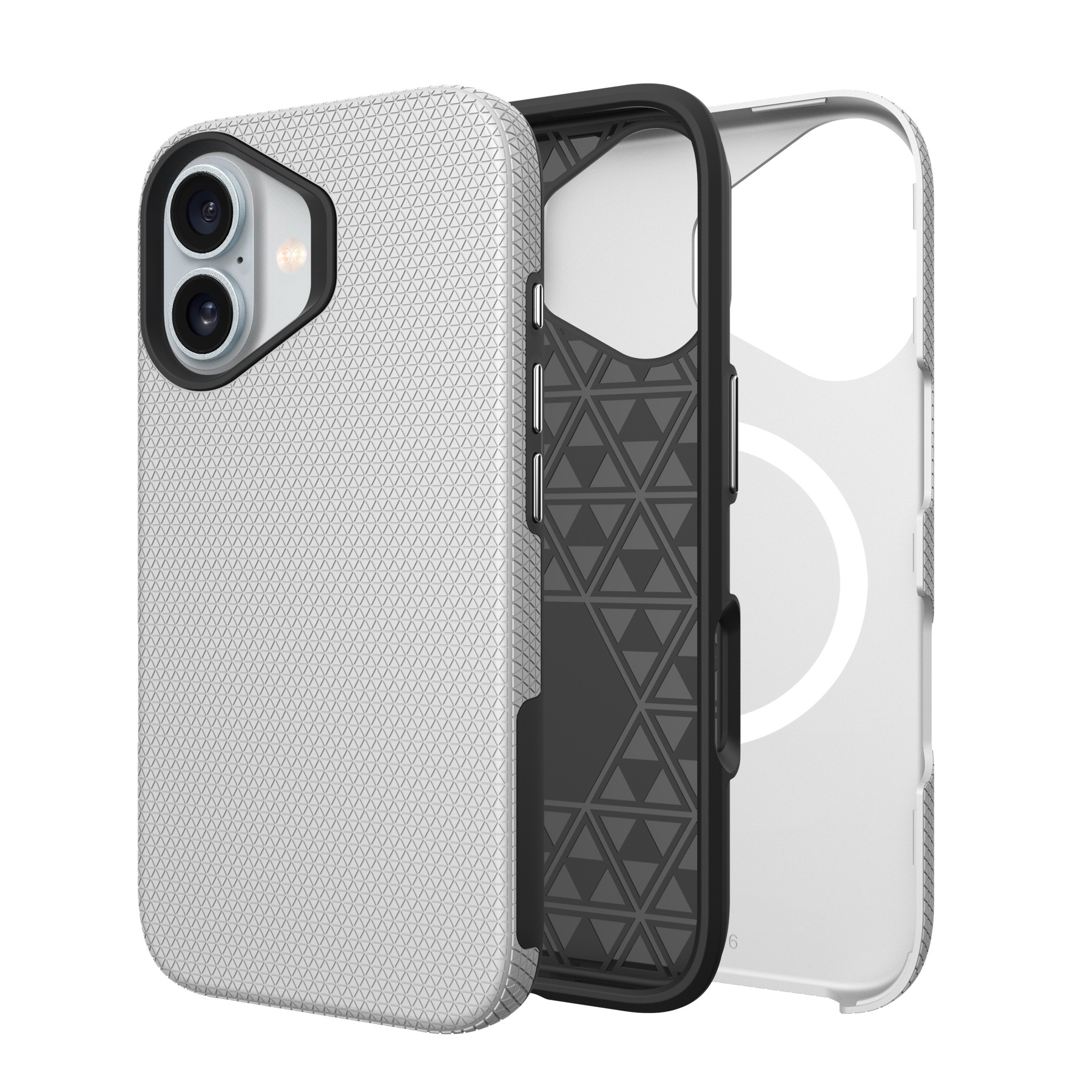 Dėklas Perfectionists Triangle Mag Case Apple iPhone 15 sidabrinis