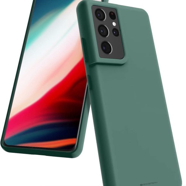 Dėklas Mercury Silicone Case Samsung A22 4G tamsiai žalias
