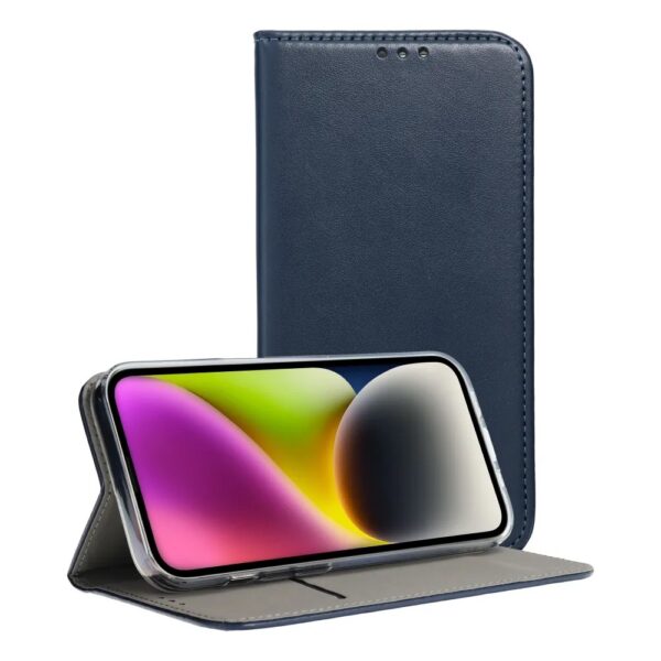 Dėklas Smart Magnetic Samsung A175 A17 4G/A176 A17 5G/A185 A18 4G/A186 A18 5G tamsiai mėlynas