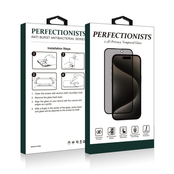 LCD apsauginis stikliukas 2.5D Privacy Perfectionists Apple iPhone 17 Pro juodas
