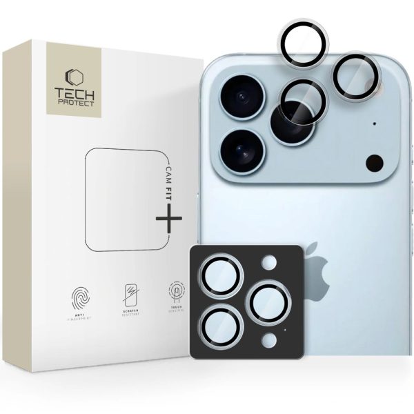 Apsauginis stikliukas kamerai Tech-Protect CamRing Fit+ Apple iPhone 14 Pro/14 Pro Max/15 Pro/15 Pro Max/16 Pro/16 Pro Max/17 Pro/17 Pro Max skaidrus