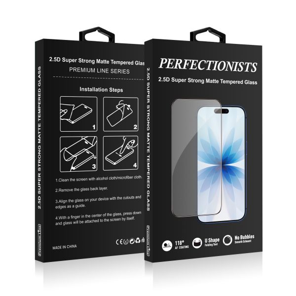 LCD apsauginis stikliukas Perfectionists 2.5D Super Strong Matte Tempered Glass Apple iPhone 15 Pro juodas