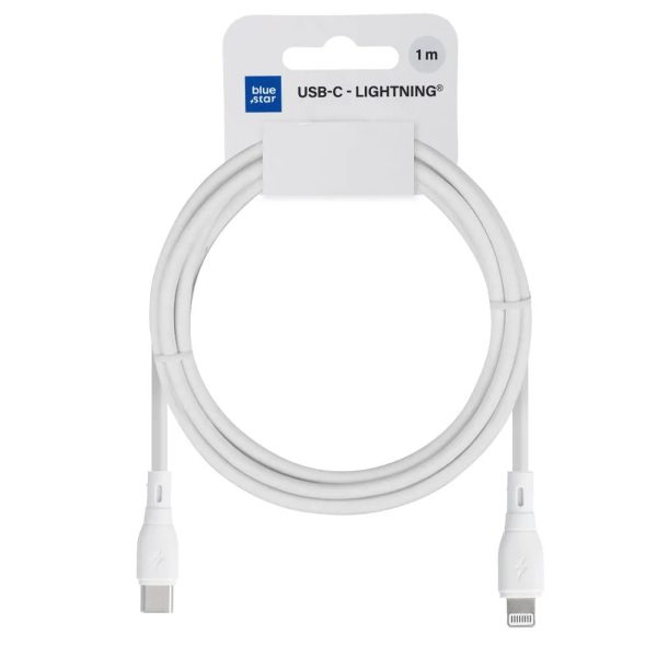 USB kabelis Blue Star PJ72-18-3 USB-C to Lightning 1.0m baltas
