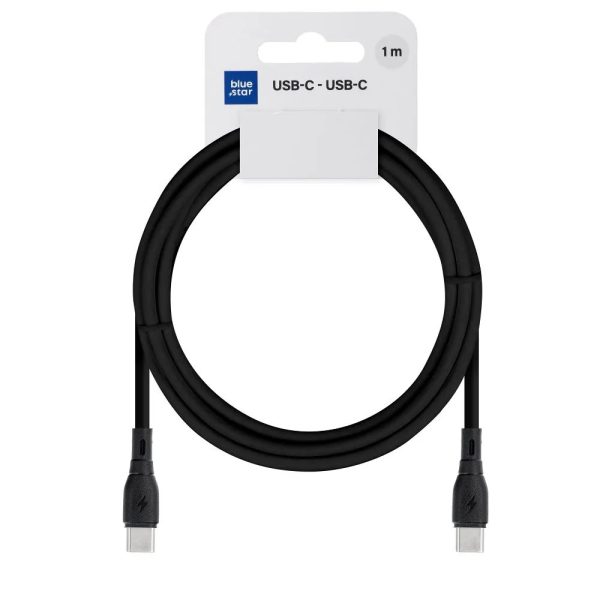 USB kabelis Blue Star PJ73-13-3 USB-C to USB-C 60W 1.0m juodas