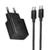 Įkroviklis Hoco N76 25W USB-C + USB-C to USB-C cable 1.0m juodas