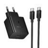 Įkroviklis Hoco N77 45W USB-C + USB-C to USB-C cable 1.0m juodas