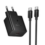 Įkroviklis Hoco N77 45W USB-C + USB-C to USB-C cable 1.0m juodas